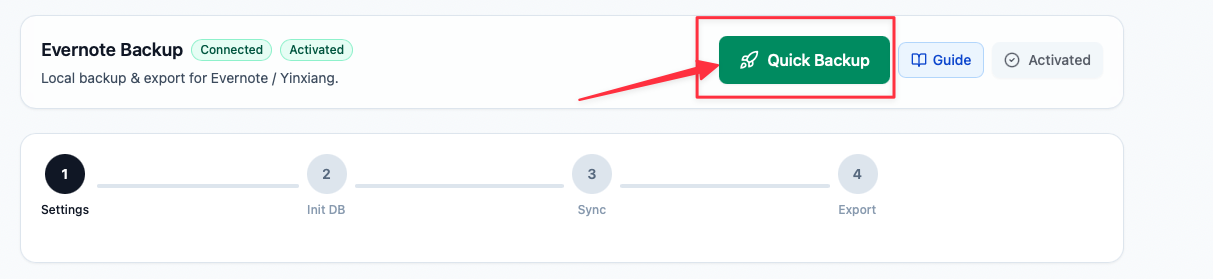 Evernote Backup Tool Interface